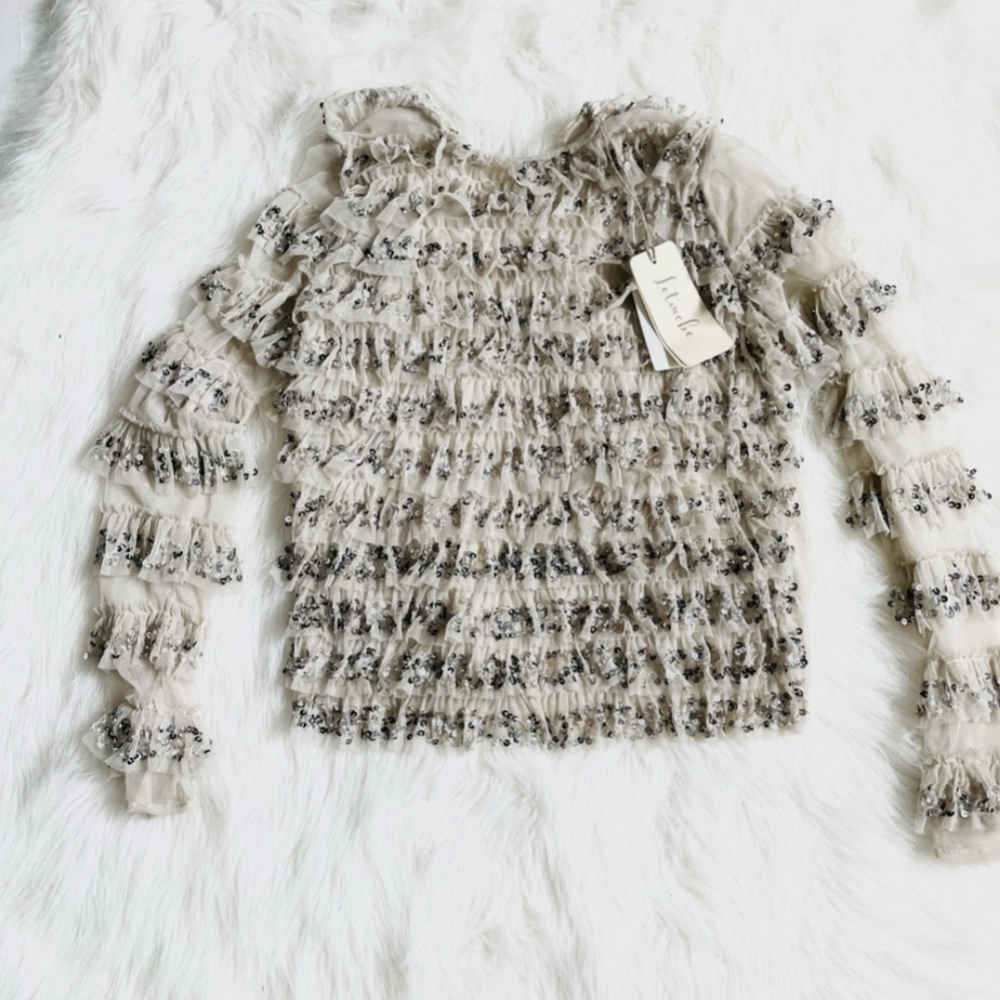 Let Me Be Sequin Tulle Ruffle Blouse - Anthropologie - Picture 5 of 9